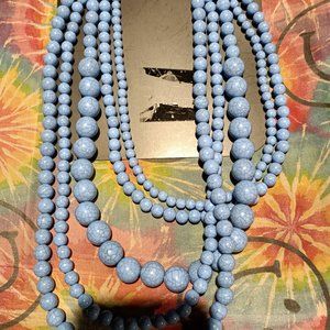 Lane Bryant Blue Bead Multi Strand Statement NecklacE